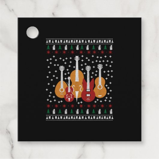 Guitar Kerstmis Bedankjes Labels (Voorkant)