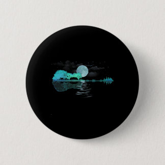 Guitar Lake Reflections Love Musician Ronde Button 5,7 Cm