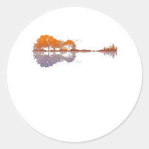 Guitar Lake Reflections Music en Guitar Lover Ronde Sticker