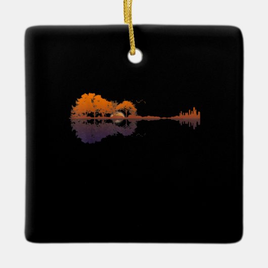 Guitar Lake Shadow Love Guitar Gift Music Lovers Keramisch Ornament (Voorkant)