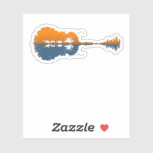 Guitar Lake Shadow Love Guitar Gift Music Lovers Sticker