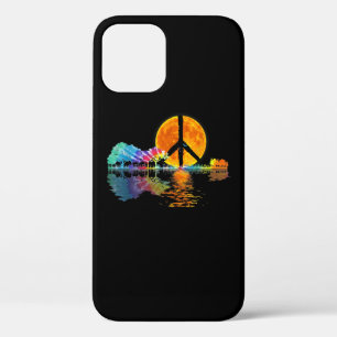Guitar Lake Shadow Peace Love Guitar Hippie iPhone 12 Pro Hoesje