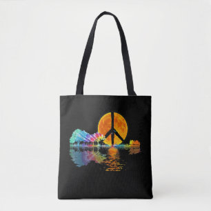 Guitar Lake Shadow Peace Love Guitar Hippie Draagtas