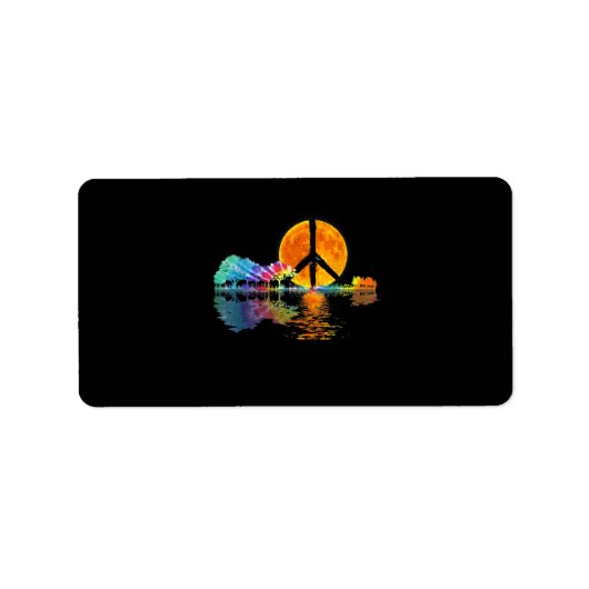 Guitar Lake Shadow Peace Love Guitar Hippie Etiket (Voorkant)