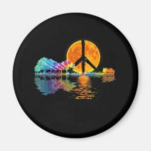 Guitar Lake Shadow Peace Love Guitar Hippie Magneet