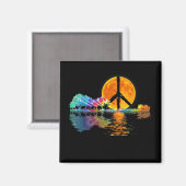 Guitar Lake Shadow Peace Love Guitar Hippie Magneet (Voorkant / Achterkant)
