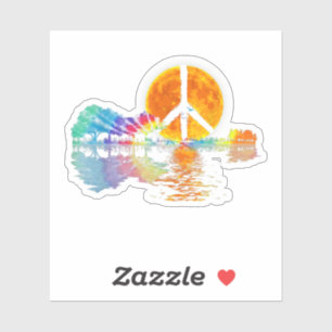 Guitar Lake Shadow Peace Love Guitar Hippie Sticker