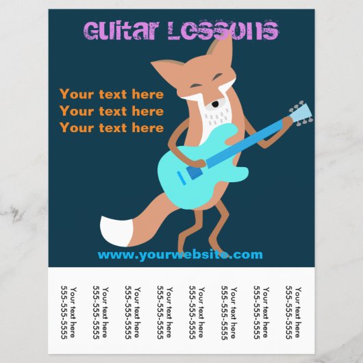 Guitar Lessons Flyer met Fox Plays Guitar (Voorkant)