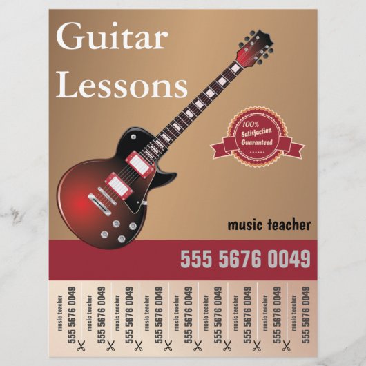 Guitar Lessons Music Teacher Small Business Flyer (Voorkant)