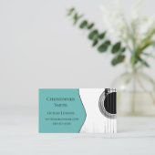 Guitar Lessons QR Code Musical Trendy Teal  Visitekaartje (Staand voorkant)