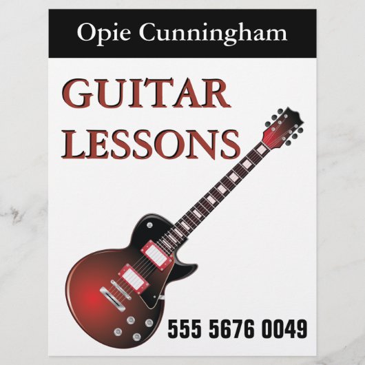 GUITAR Lessons Teacher Business Adverteren brochur Flyer (Voorkant)