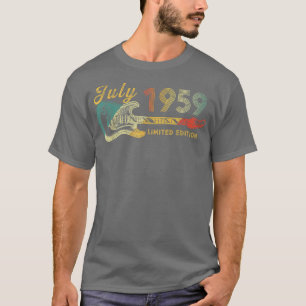 Guitar Lover 63 jaar oude Gifts juli 1959 Limited T-shirt