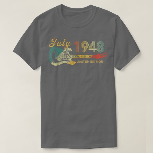 Guitar Lover 74 Year Old Gifts July 1948 Limited E T-shirt (Design voorkant)