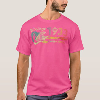 Guitar Lover 89 jaar oude Gifts Limiet 1933 T-shirt
