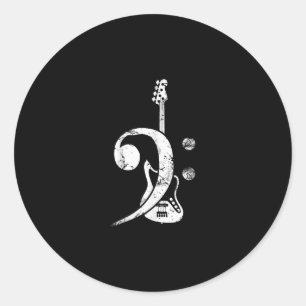 Guitar Lover   Bass Clef Bass Guitar Ronde Sticker