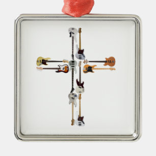Guitar Lover Guitar Cross Gift Metalen Ornament