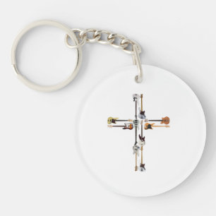 Guitar Lover Guitar Cross Gift Sleutelhanger