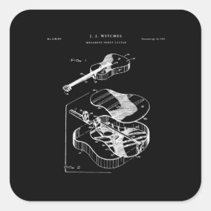 Guitar Lover   Martin Guitar Patent Vierkante Sticker