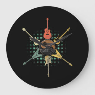 Guitar Lover  Retrostijl   Gift voor gitarist Grote Klok