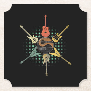 Guitar Lover Retrostijl Gift voor gitarist Kartonnen Onderzetters