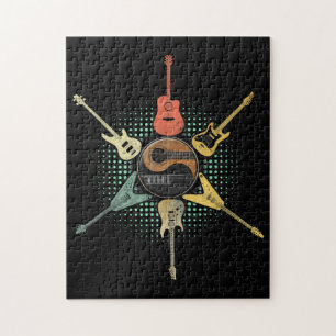 Guitar Lover  Retrostijl   Gift voor gitarist Legpuzzel