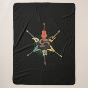 Guitar Lover Retrostijl Gift voor gitarist Sherpa Deken