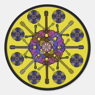 Guitar Mandala Ronde Sticker