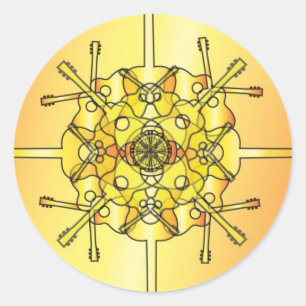 Guitar Mandala Ronde Sticker