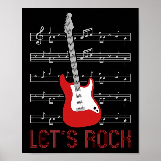 Guitar Music Lover Lets Rock Notes Poster (Voorkant)