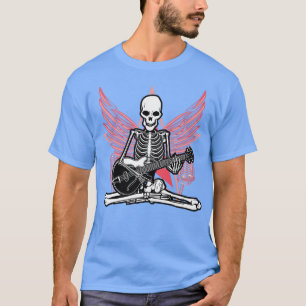 Guitar Music Lover Skeleton Wings Angel Guitar Roc T-shirt