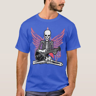 Guitar Music Lover Skeleton Wings Angel Guitar Roc T-shirt