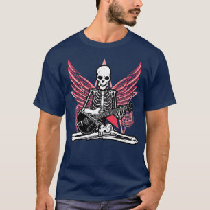 Guitar Music Lover Skeleton Wings Angel Guitar Roc T-shirt