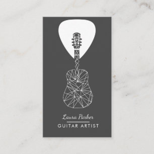 Guitar Music Player Artist DJ Geometric Black Visitekaartje
