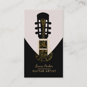 Guitar Music Player Artist DJ Geometric Black Visitekaartje