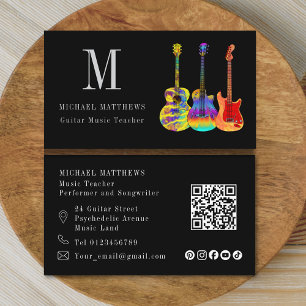 Guitar Music Teacher Aangepaste QR-code Social Med Visitekaartje