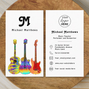 Guitar Music Teacher Custom Logo Social Media Icon Visitekaartje