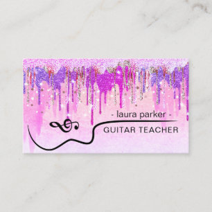 Guitar Music Teacher met Paarse Dripping Visitekaartje