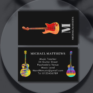 Guitar Music Teacher Monogram Visitekaartje