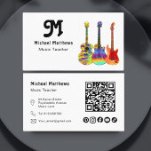 Guitar Music Teacher QR code Social Media Custom Visitekaartje