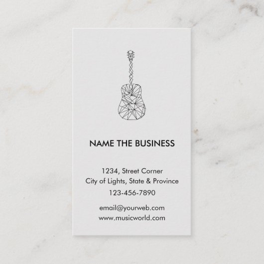 Guitar Music World Teacher Player Black Gold Faux Visitekaartje (Achterkant)