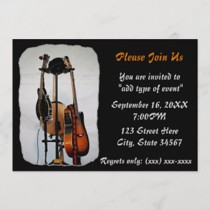 Guitar Musical Instruments Overweging Uitnodiginge Kaart