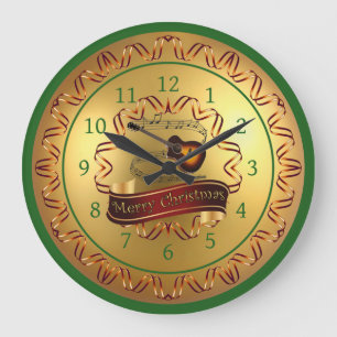 Guitar ~ Musical Scroll ~ "Merry Christmas" Grote Klok