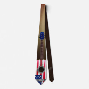 Guitar Necktie Versie 5 Patriottisch Stropdas