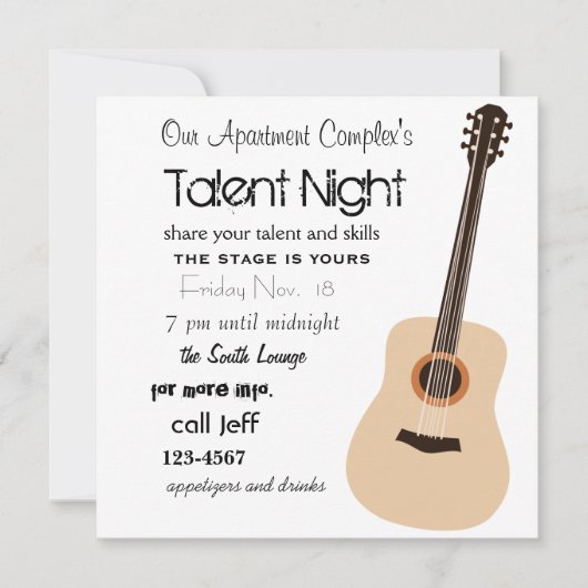 Guitar Night Kaart (Voorkant)