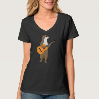 Guitar Otter Animal Kinder Guitarist Art T-shirt