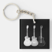 Guitar patroon zwart-wit gepersonaliseerd sleutelhanger (Voorkant)