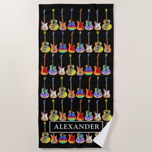 Guitar Pattern Gepersonaliseerd Strandlaken (Voorkant)