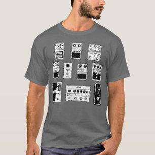 Guitar Pedals Black White Music Gear T-shirt