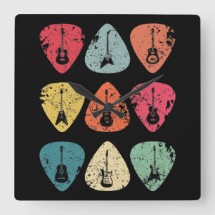 Guitar Pick Retro Vintage voor gitaristen Bassief Vierkante Klok