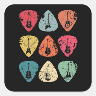 Guitar Pick Retro voor gitaristen But Vierkante Sticker